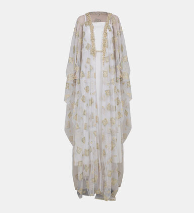 Embellished Tulle Satin Kaftan