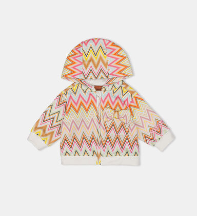 Multi Zig Zag Bow-detailed Jersey Coat