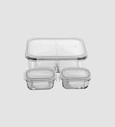 Glass Divider Containers 3-piece Set