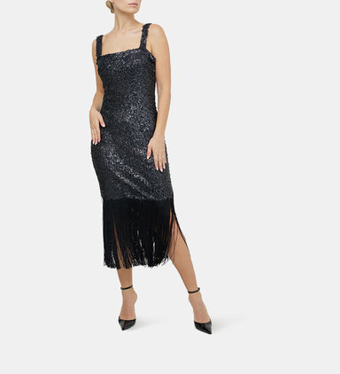 Sequined Tasseled Midi Dress