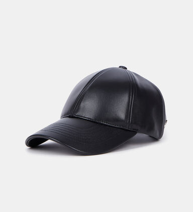 Leather Metallic Logo Baseball Cap