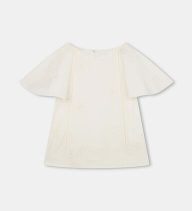 Poplin Short Ruffled Sleeves Blouse