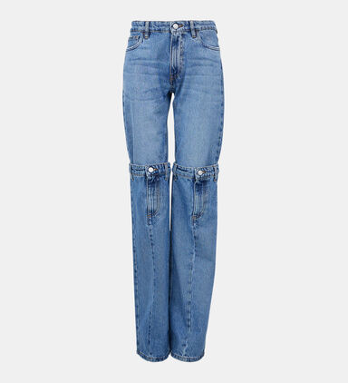 Cotton Open Knee Mid-rise Jeans