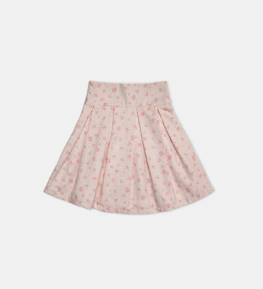 Petals-print Pleated Skirt