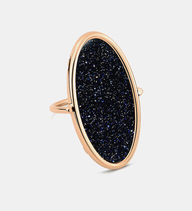 Ellipse Blue Sand Stone Ring 18k