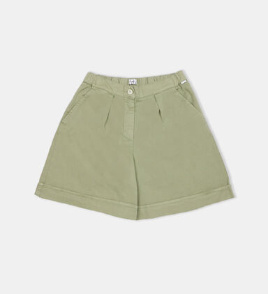 Cotton Pleated Bermuda Shorts