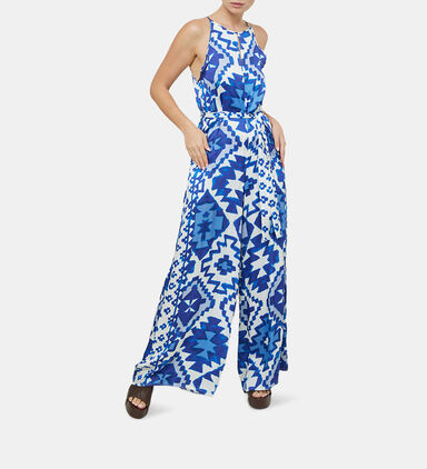 Satin Printed Sleeveless Jumpsuit