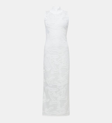 Sheer Jacquard Midi Gown