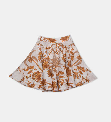 Jessica Tropical-print Flared Skirt