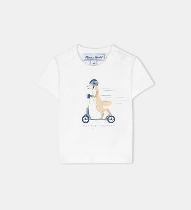 Cotton Dog On Scooter-print T-shirt