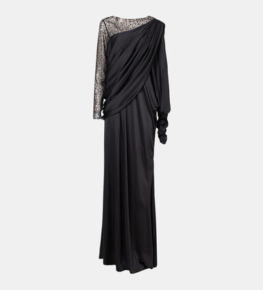 Beaded One-side Draped Dress