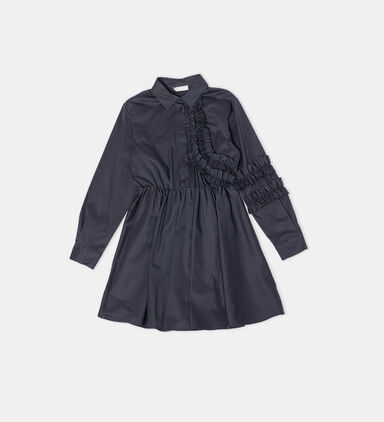 Ruffled-detail Poplin Shirt Dress