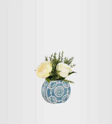 Sapori Porcelain Rose Round Vase