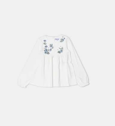 Ivory Jersey Embroidered Top