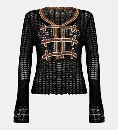 Front Cut-out Embroidered Sweater