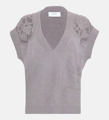 Wool Lace-shoulders V-neck Vest