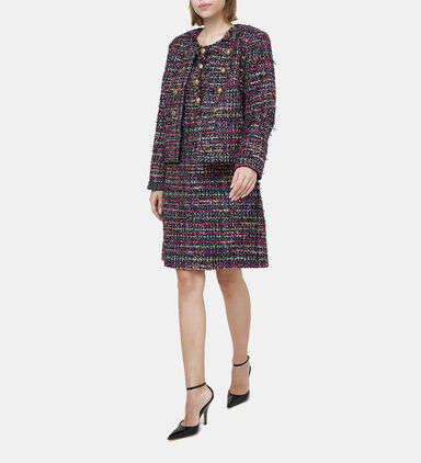 Tweed Buttoned Midi Dress