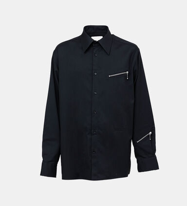 Long-sleeved Cotton Shirt With Zipped Pocket