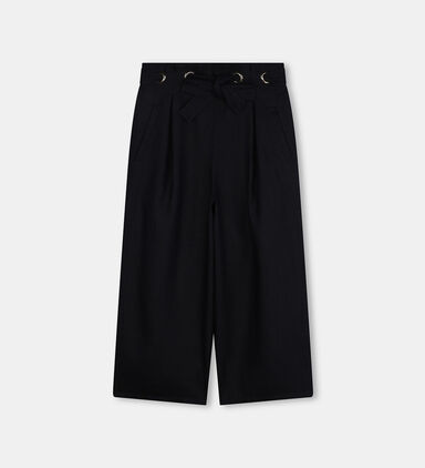 Linen Logo-embroidery Wide Leg Pants