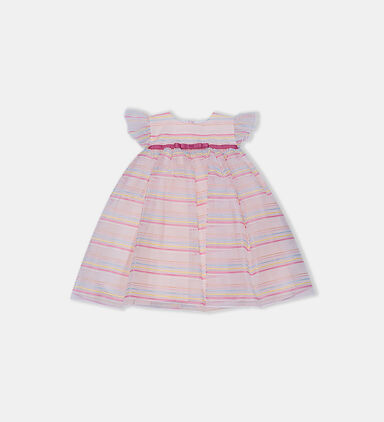 Organza Stripped Belted Dress