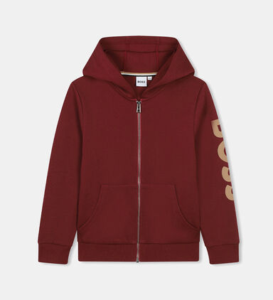 Zip-up Fleece Hoodie With Sleeve Logo