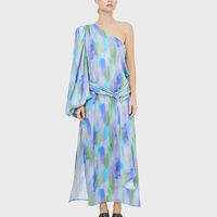 One Balloon Sleeve Tie Maxi Dress