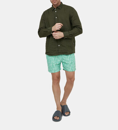 Men Green Haze Printed Swim Shorts