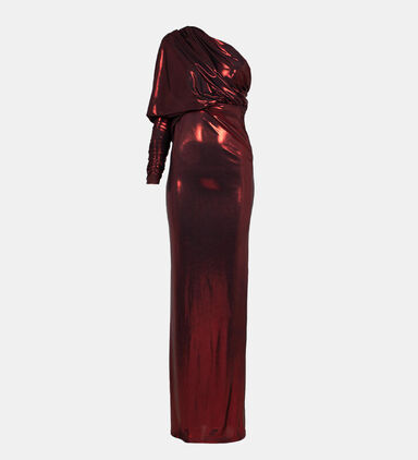 Metallic Fabric Fitted Long Dress