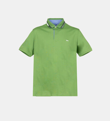 Ribbed Collar Cotton Polo Shirt