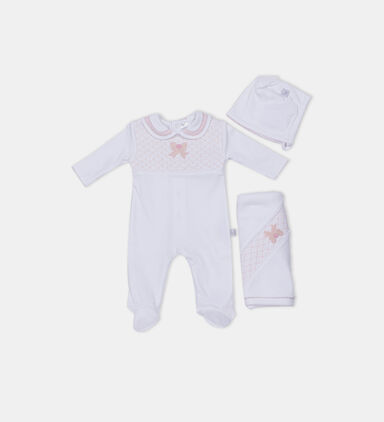 Pima Cotton Bow Romper 3-piece Set