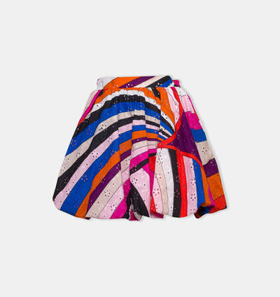 Cotton Iris-print Flared Skirt