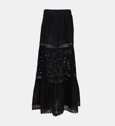 Reise Layered Lace Linen Skirt