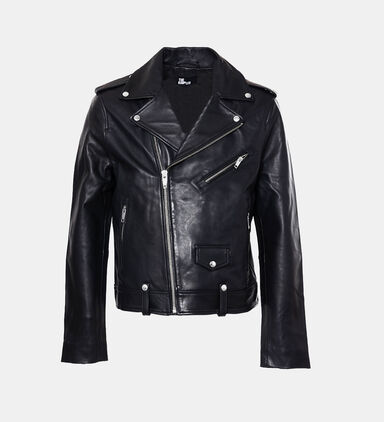 Leather Zip-up Biker Jacket