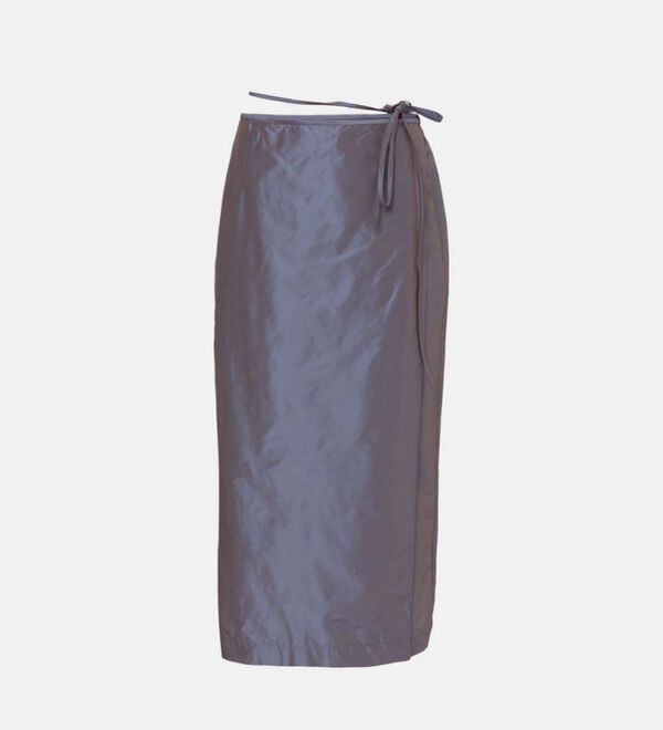 Navy Taffeta Wrap Skirt