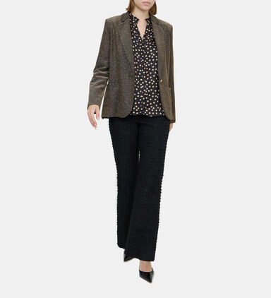 Tweed Gold Buttons Flared Trousers