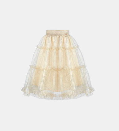 Frill-detailed Flared Tulle Skirt