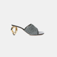 Raffia Chain Heel Slide Sandal