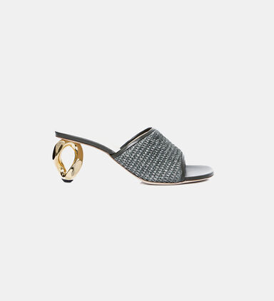 Raffia Chain Heel Slide Sandal