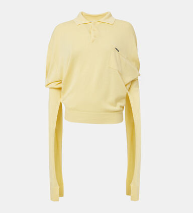 Knotted Sleeves Polo Jumper