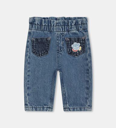 Embroidered Badge Denim Trousers