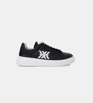 Lace-up Logo Printed Leather Sneakers