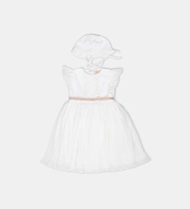 Chiffon Pleated Dress Cap Set