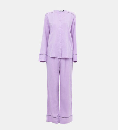 Cotton Pyjama Set Lined Cuffs