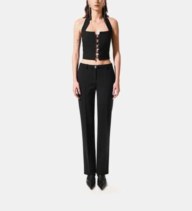 Wool Buckle Waist Pants