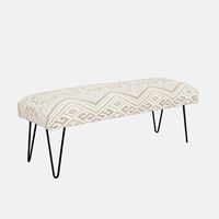 Handloom Beige Iron Legs Bench