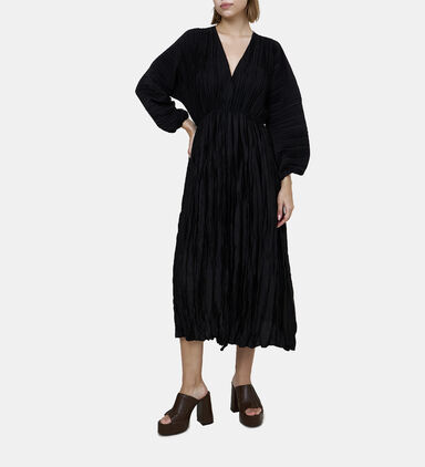 Poly Crepe Plissé Midi Dress