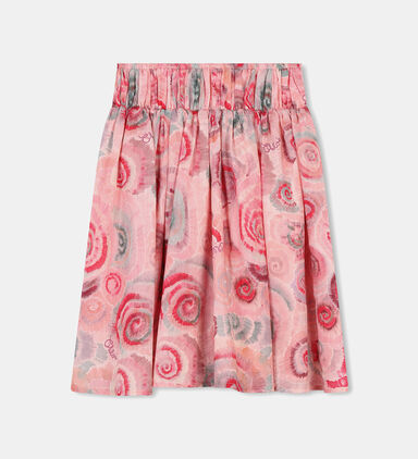 Gauze Wool Spiral-print Skirt