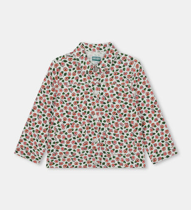 Flower Printed Cotton Twill Jacket