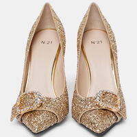 Glitter Buckle-detail Pumps