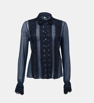 Lace-insert Classic Collar Shirt